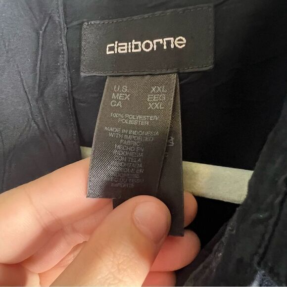 Sz XXL Claiborne Black Crinkle Dress Shirt $69 MSRP - Picture 3 of 8